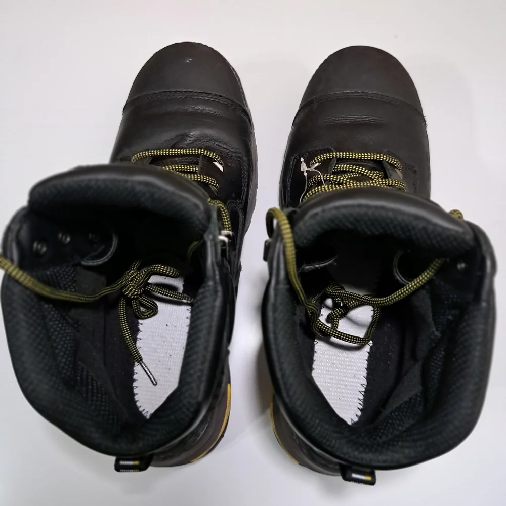 Ace Waterproof Black Leather Work Boots - EH Rated Safety Toe For Men Size 12